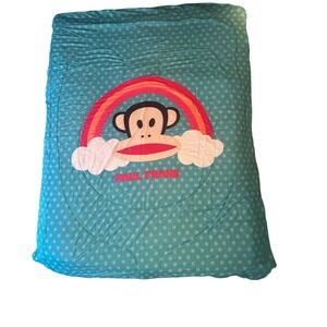 Paul Frank Julius Monkey Rainbow Dots Comforter Teal Pink 86" X 128"